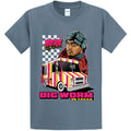 NEW STREETWEAR ON DEMAND BIG WORM RACING STONE BLUE Tee Shirt SM-4XL MADE IN USA
