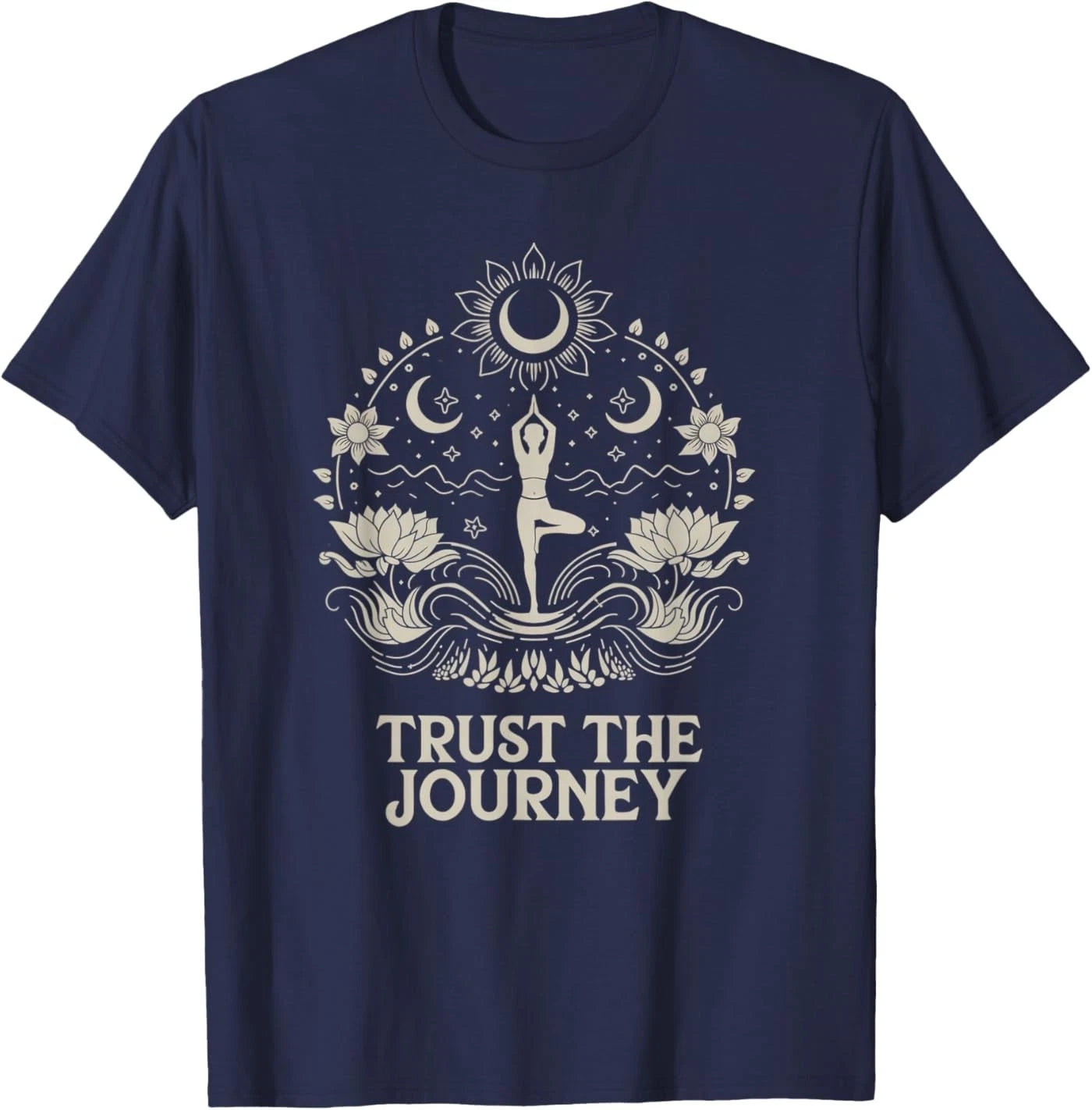 Trust The Journey Yoga Spiritual Boho Lotus Moon T-Shirt