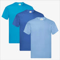 Fruit of the Loom Original T-Shirt 3 Pack | Mens Blue Collection Plain Colours