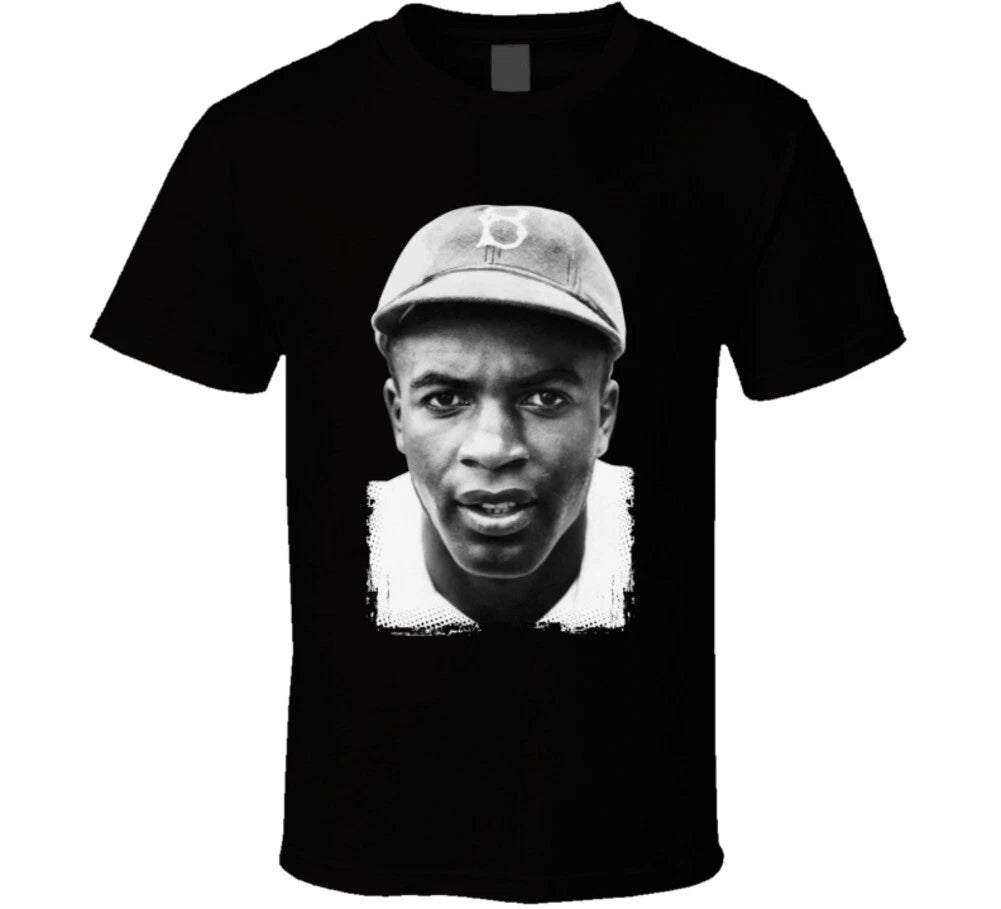 Jackie Robinson Portrait Black Baseball Legend T Shirt