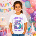 Personalised Mermaid 5th Birthday Girls T Shirt