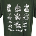 Mushrooms T Shirt Mens Size Large Green Keep An Open Mind Mushroom Types