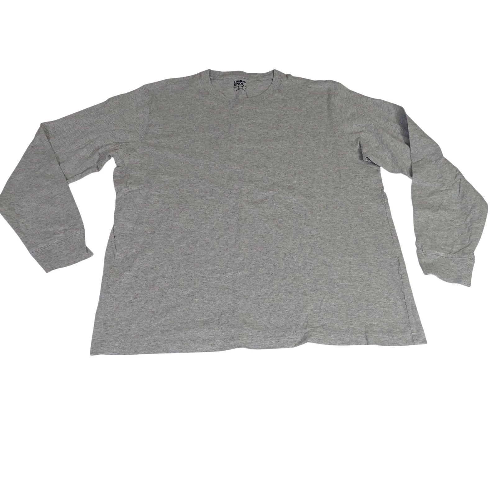 Lands End Men Heather Gray Long Sleeve Crewneck T-Shirt Size L Casual Minimalist