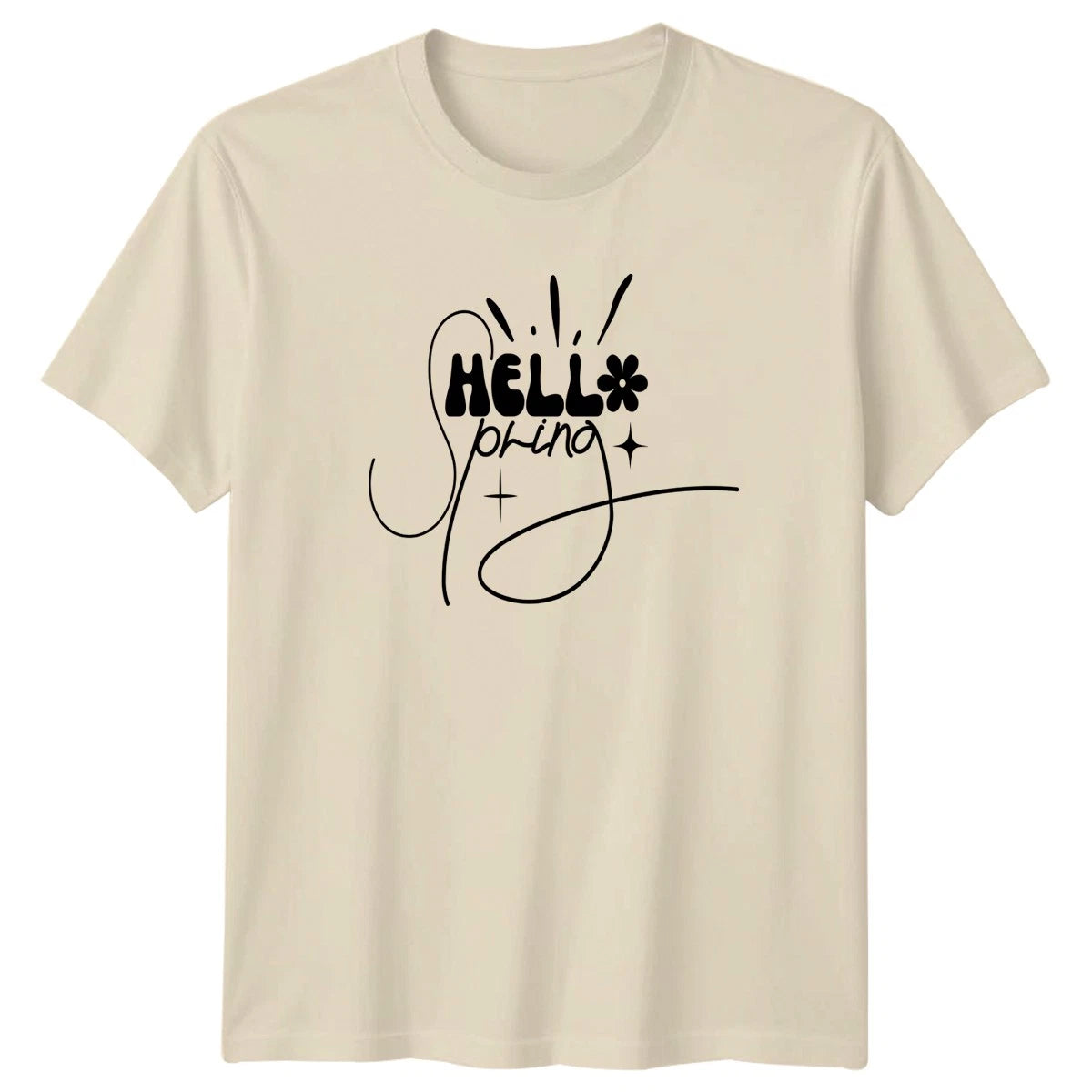 Hello Spring Womens T-Shirt Boho Groovy Spring Season Mothers Day Gift For Her