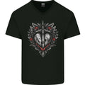 Fantasy Heart & Sword Mens V-Neck Cotton T-Shirt