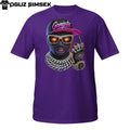 Gangsta Mask T-Shirt – Neon Urban Woman with Chains & Middle Finger