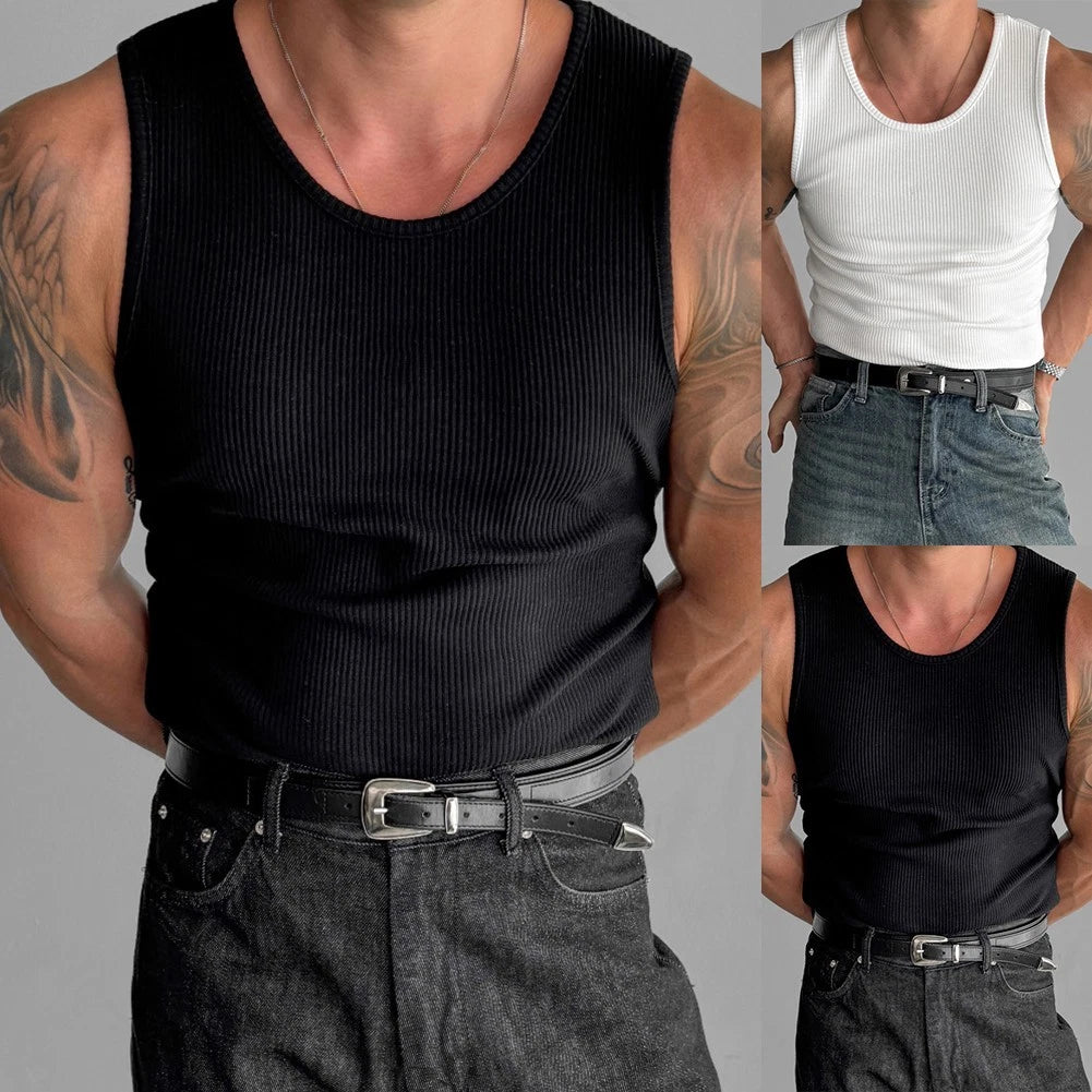 Ribbed Men's Workout Tank Top Sleek and Stylish Sleeveless Athletic Vest