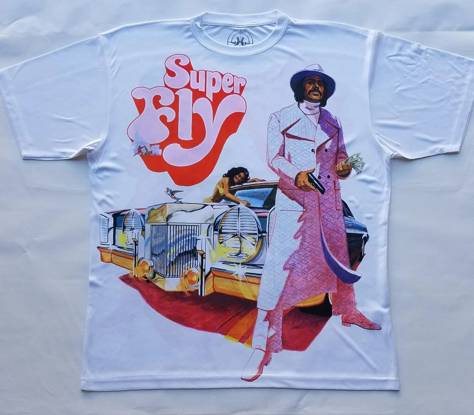 Custom Super Fly T Shirt  70s movie black