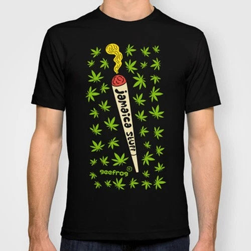 Silk Print Black T-Shirt /JAMAICA STUFF | 100% Cotton, Basic Tee, Short Sleeve