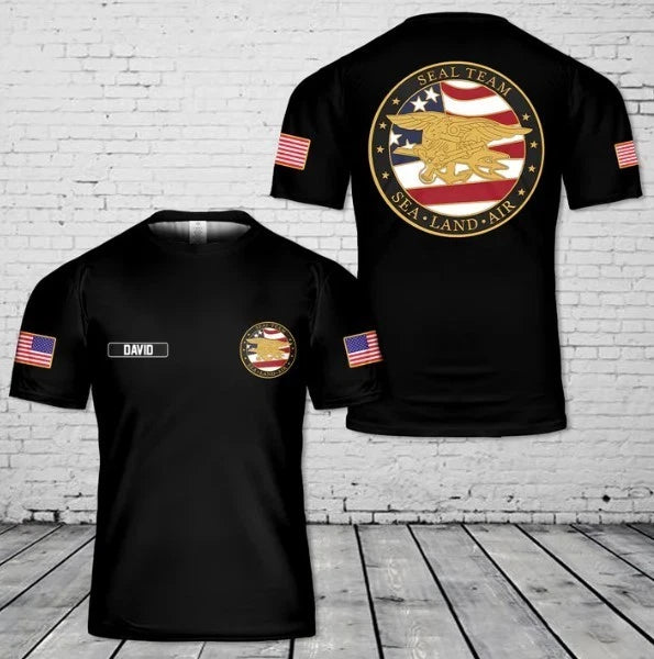 Custom Name US Navy SEAL Team Sea Land Air 3D T-Shirt