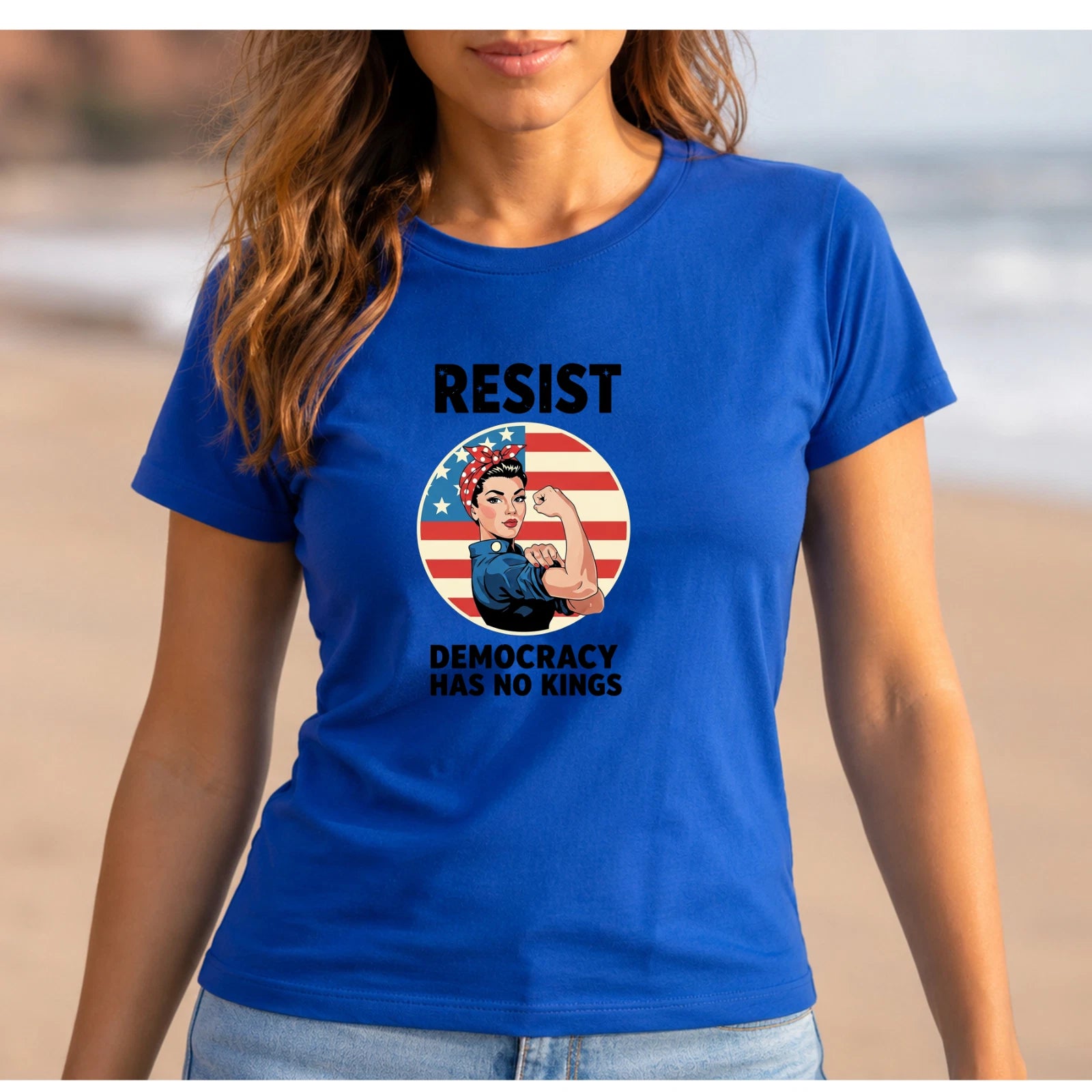 Resist Democracy Has No Kings Rosie Riveter T-Shirt Political Protest 3 Colors