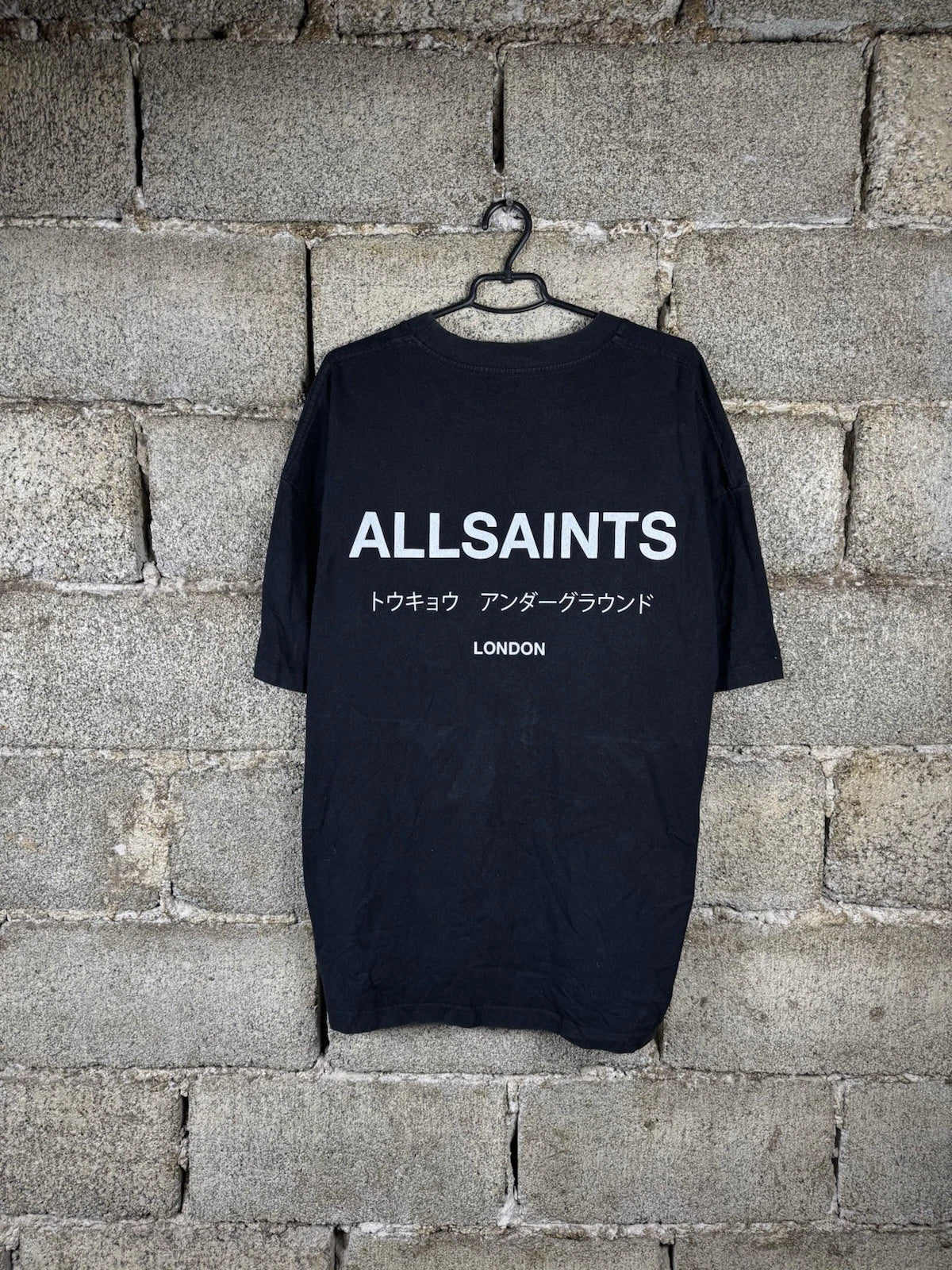 All Saints Allsaints Underground Big Logo Black T-Shirt Men Size XXL