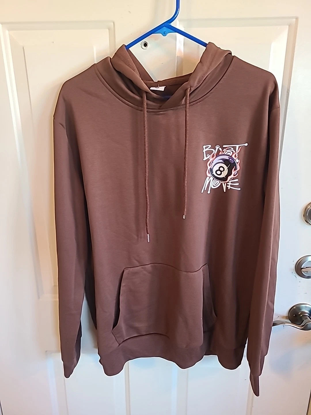 World Tribe Flame Eight Ball Brown Hoodie Graffiti  Korean Hip Hop Style
