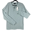 NWT Vince Mens Slub Thermal Henley SZ L Color Sea Blue Waffle Knit Long Sleeve