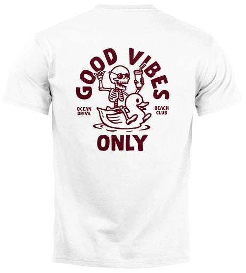 Men's T-Shirt Back Print Good Vibes Only Squeaky Duck Motif Print Back Print