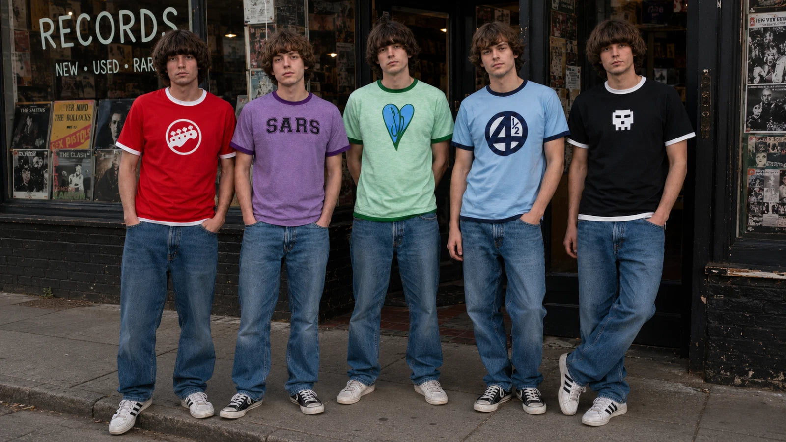 Ringer T-Shirt Costumes Heart Skull SARS Guitar 4.5 Scott Pilgrim Shirts 4 1/2