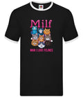 Man I Love Felines MILF - Mens Ringer - Cat Cats Kitten love Cute Funny Crazy