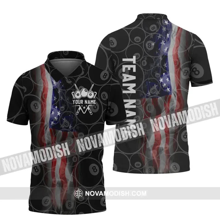 Custom Name And Team Name Shirt - American Billiard Lover Polo Shirt S-8XL L602