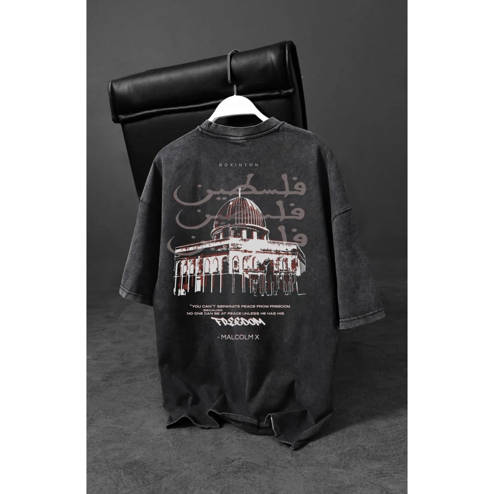 Palestine Cotton Malcom X T-Shirt Oversized Washed Cotton Falastin Tee Unisex