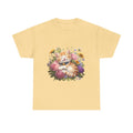 Floral Cat Tee, Cute Cat Shirt Unisex Heavy Cotton Tee Cute Gift for Cat Lovers