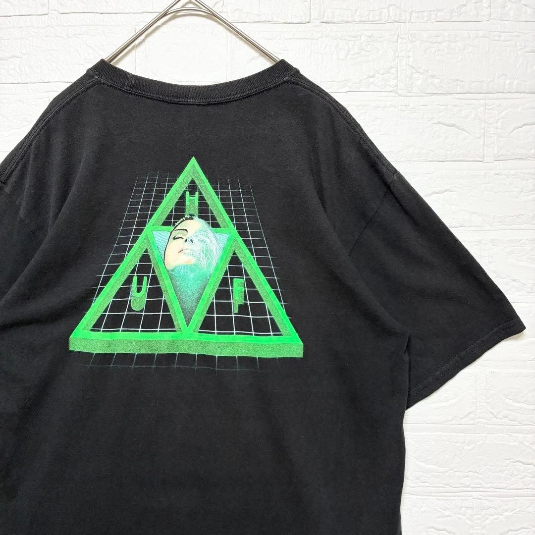 HUF T-Shirt Back Print Cyber Street Y2K M Black Used