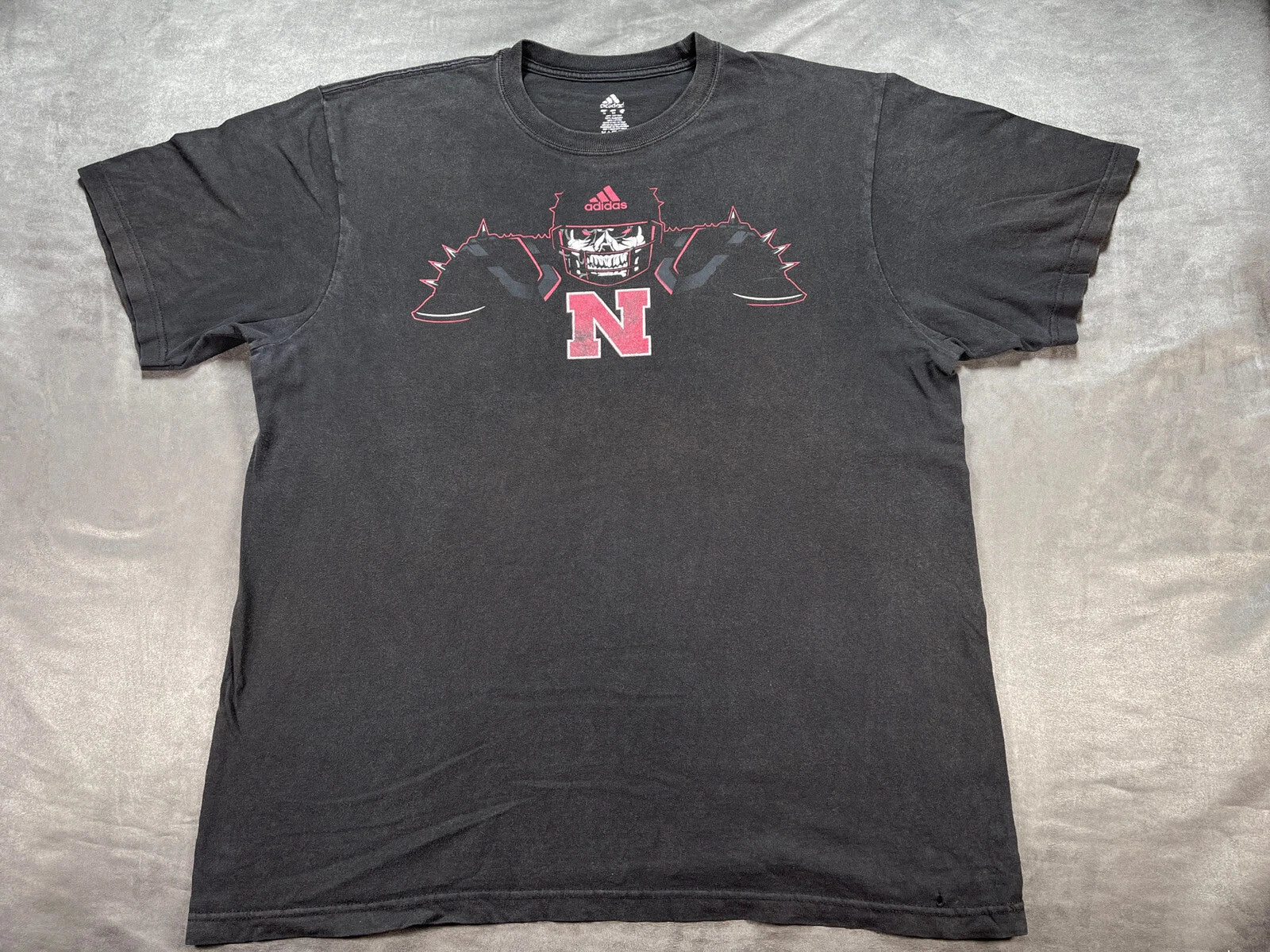 Nebraska Cornhuskers Football Skull Fashionably Faded Y2K Shirt Shoulder pads