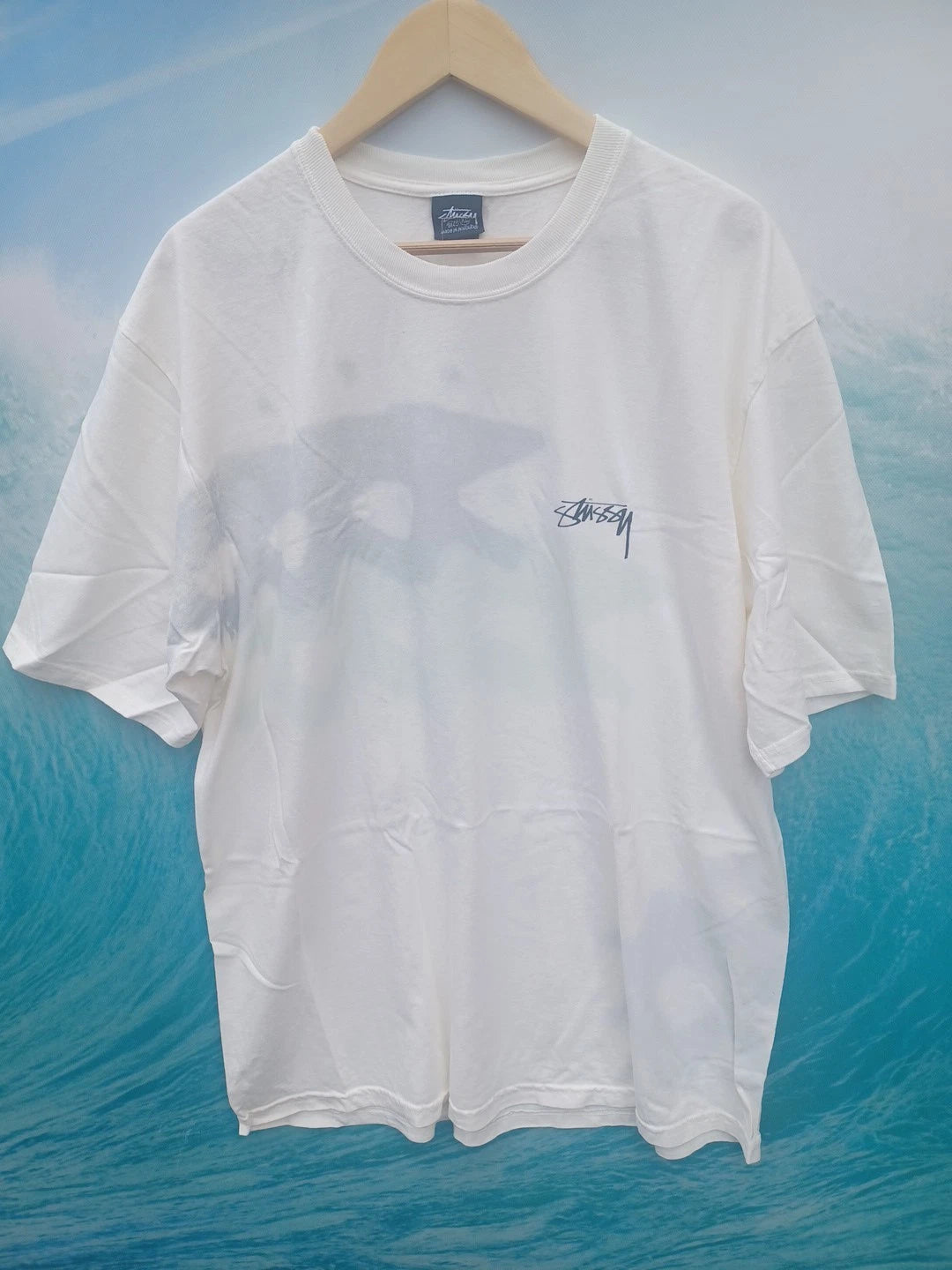 Stussy Mens XL NWT White Natural Low Tide Pigment Dyed Tee #0469