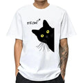 Meow Cat Graphic T Shirt Funny Pet Tee Cute Animal Print Cotton Mens XS-XXL