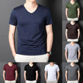 Men V Neck T-Shirt Short Sleeve Tee 80%Polyester 20%Spandex V Neck Short Sleeve