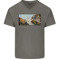 Funny Cat Creation Mens V-Neck Cotton T-Shirt
