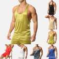 Men Sleeveless Tank Top Glossy Oil Shiny Gym Shirt Sports Running Vest