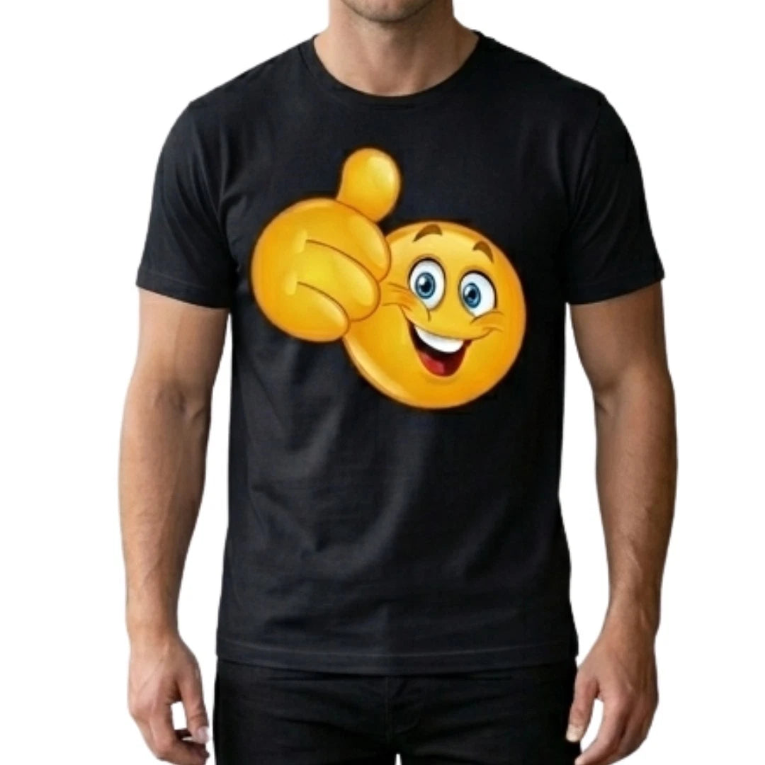 Smiling Thumbs Up Emoji T-Shirt | Fun Graphic Tee Trendy Streetwear Unisex