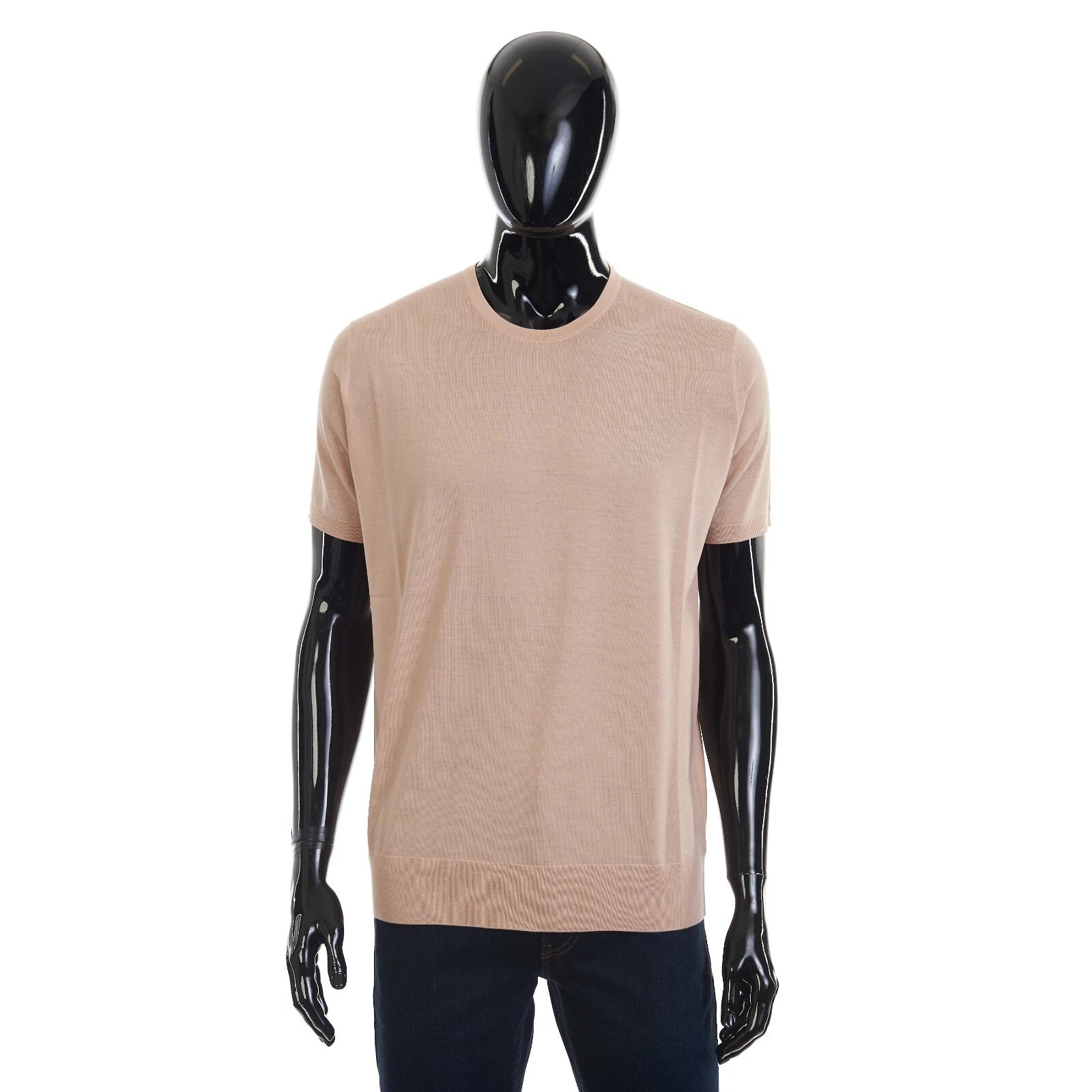 LORO PIANA 1025$ Short Sleeve Crewneck T-Shirt - Wish Wool Knit, Salmon