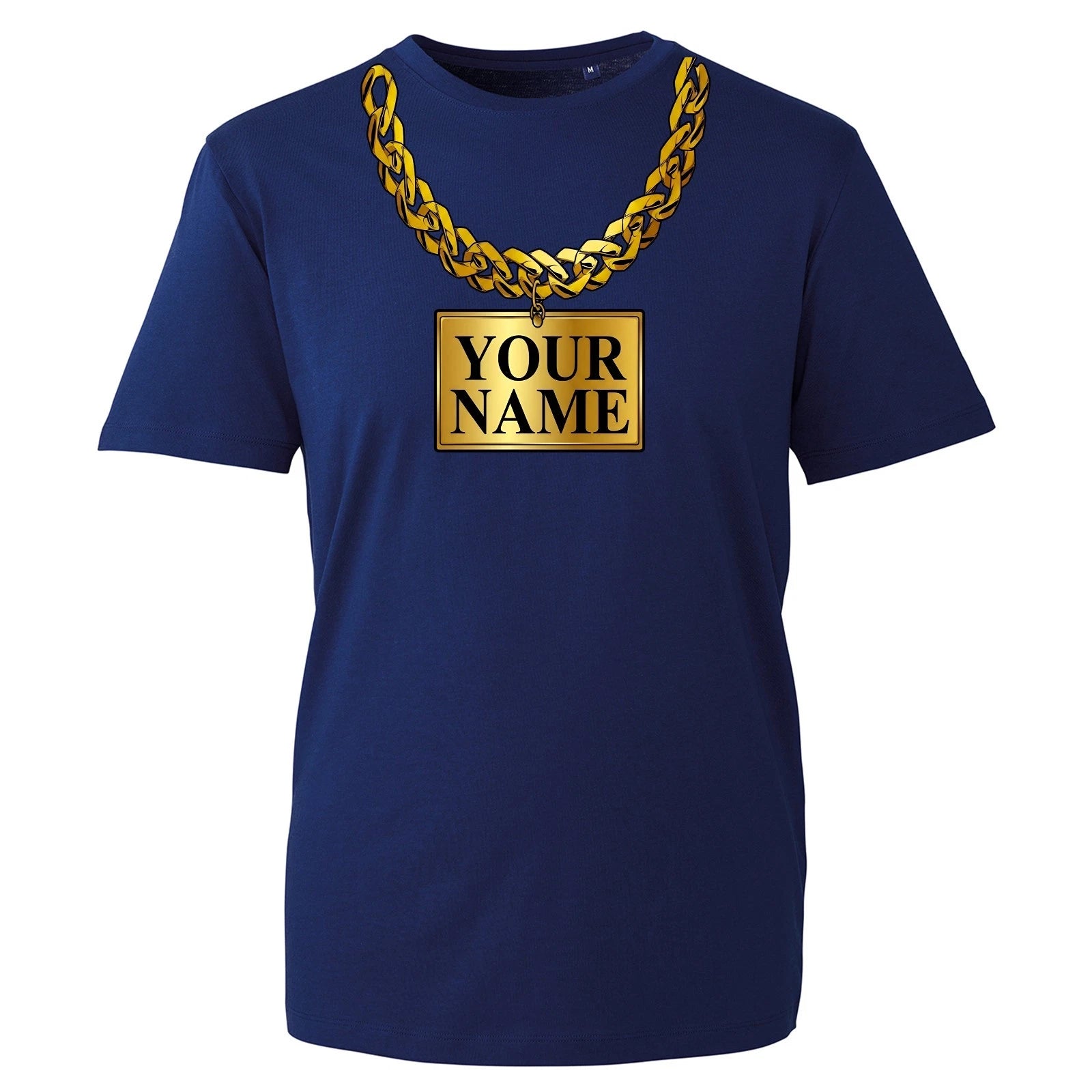 Personalised Rap Style Gold Chain T-Shirt Custom Name Unisex Top