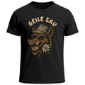 Men's T-Shirt for Oktoberfest Horny Sow Wild Boar Costume Hat & Edelweiss