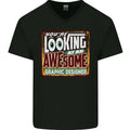 Looking at an Awesome Graphic Designer Mens V-Neck Cotton T-Shirt