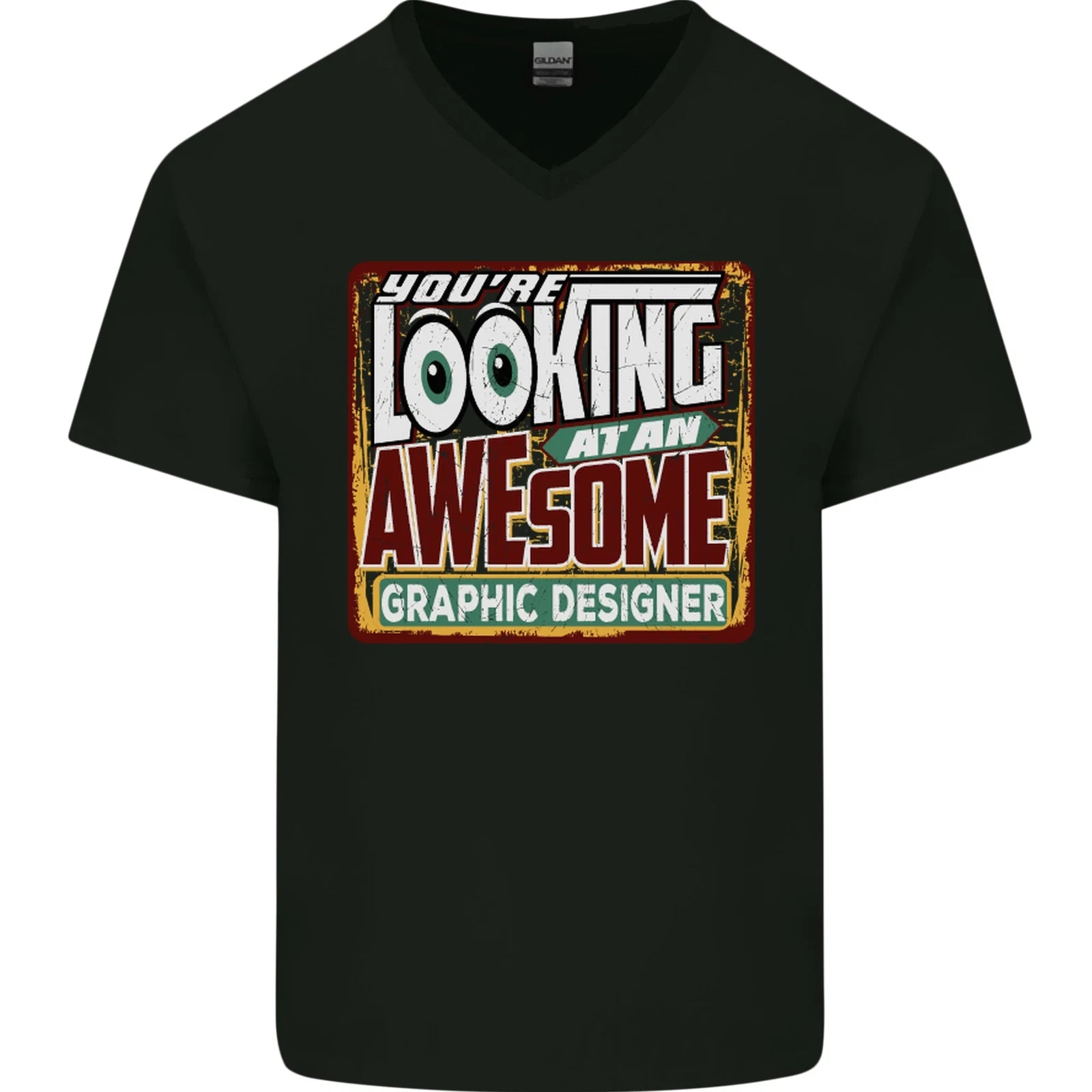 Looking at an Awesome Graphic Designer Mens V-Neck Cotton T-Shirt