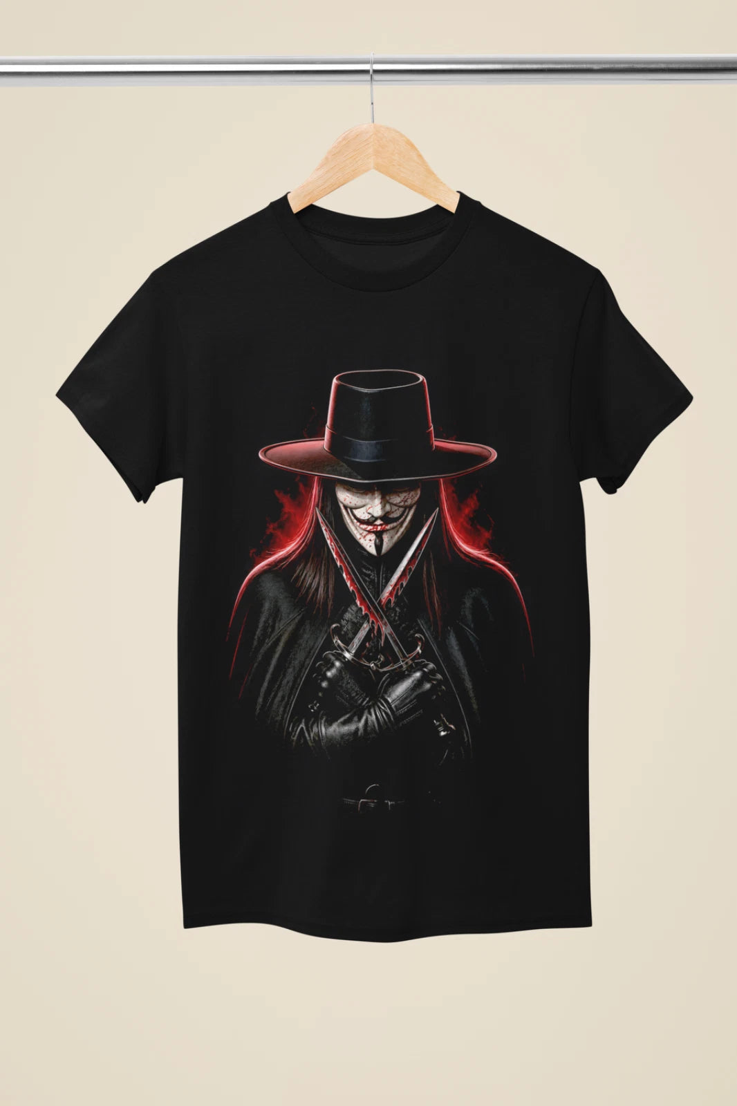 Inspired by 'Guy Fawkes Mask" Movie Theme Black Unisex T-Shirt (MO 42)