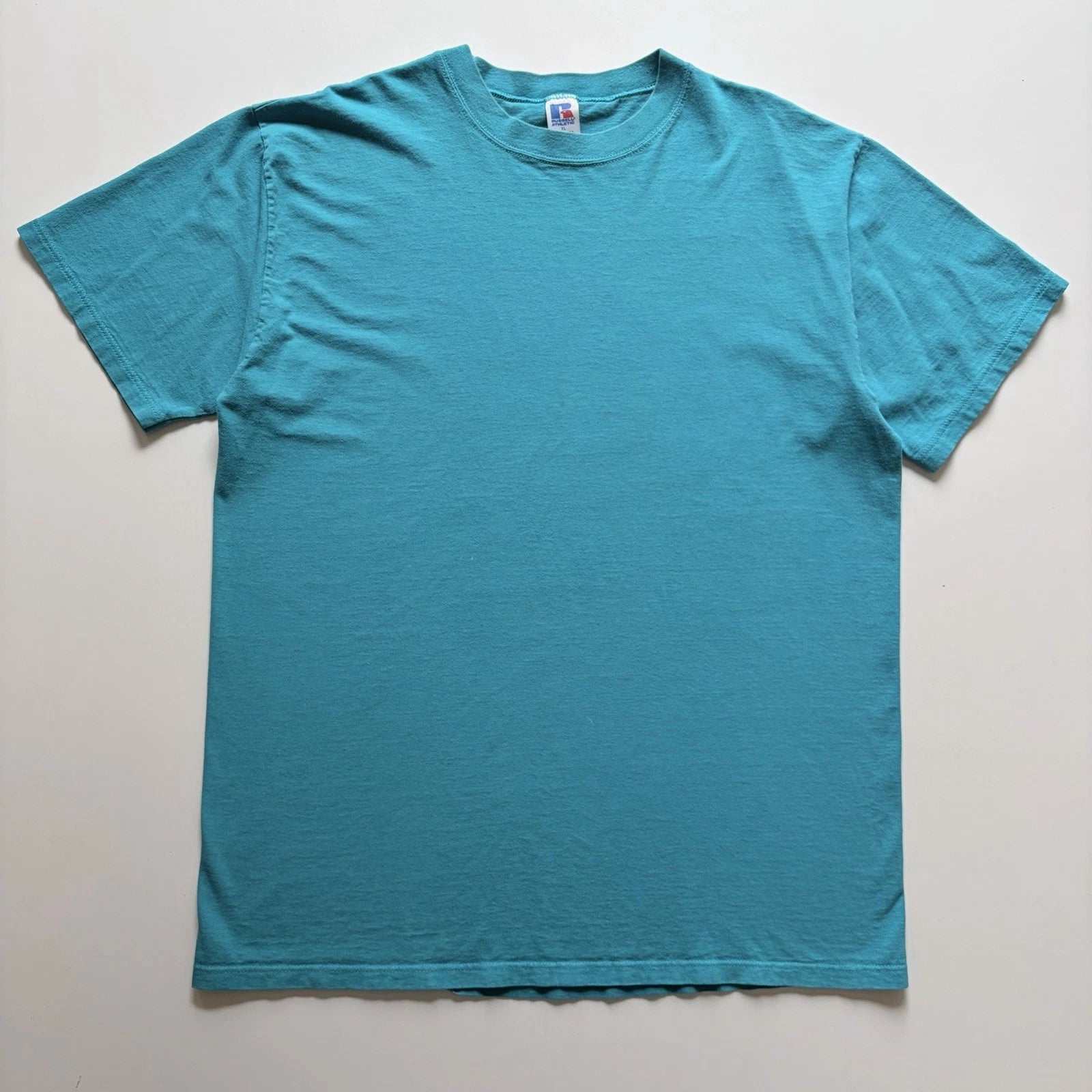 Vintage 90s Russell Athletic Shirt Mens XL Faded Teal Green Blank Made In USA