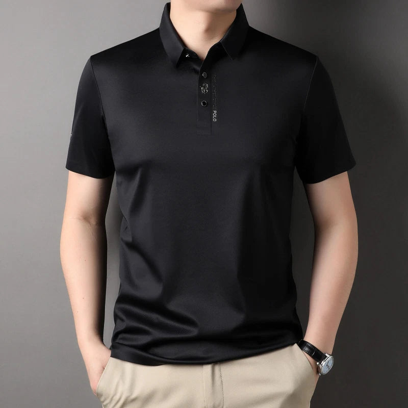Men's Summer Short Sleeve Trend Slim Fit Fashion Lapel Polo Top T-Shirt