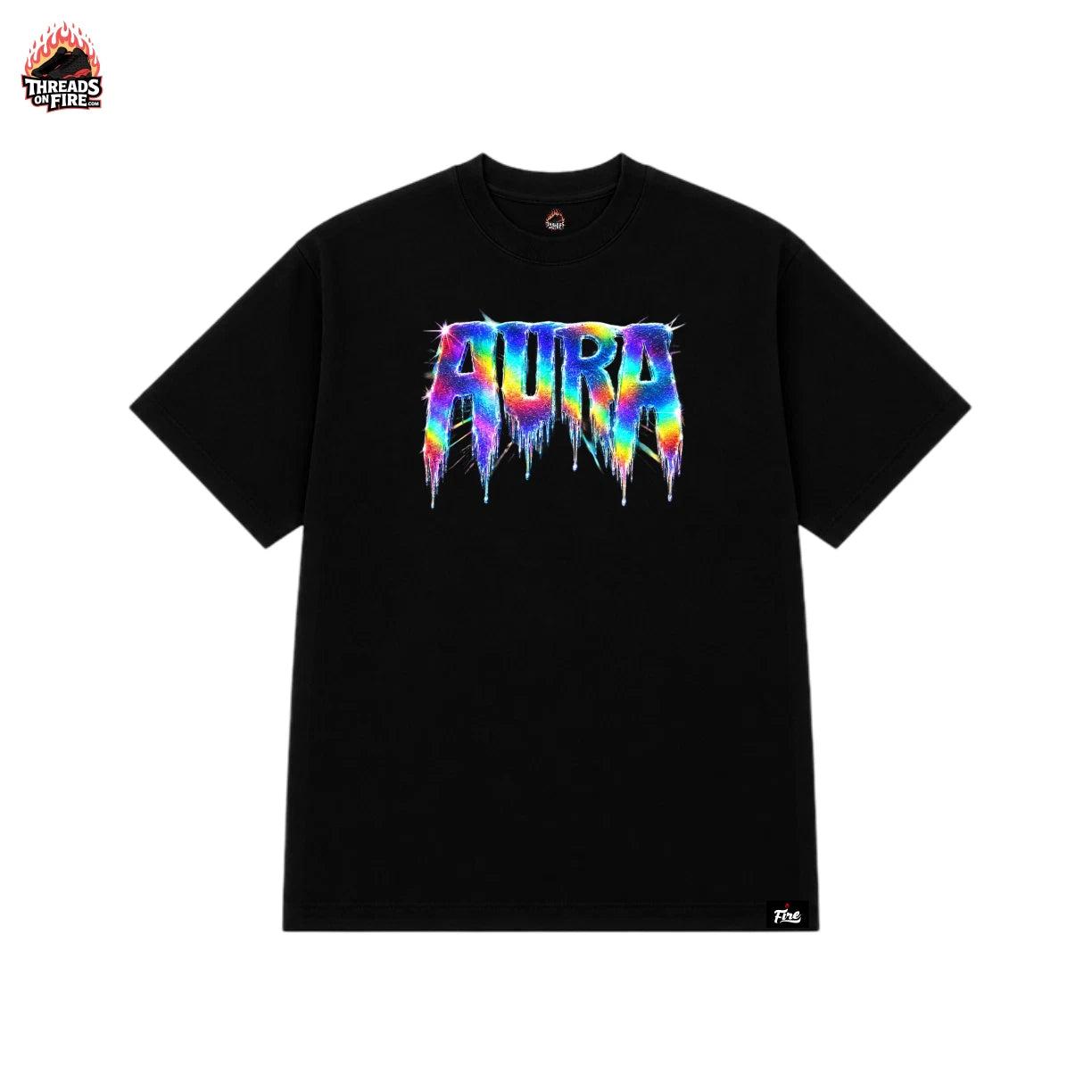 AURA Refractor Black T-Shirt Streetwear RARE 90's Tees Men's Premium Quality New