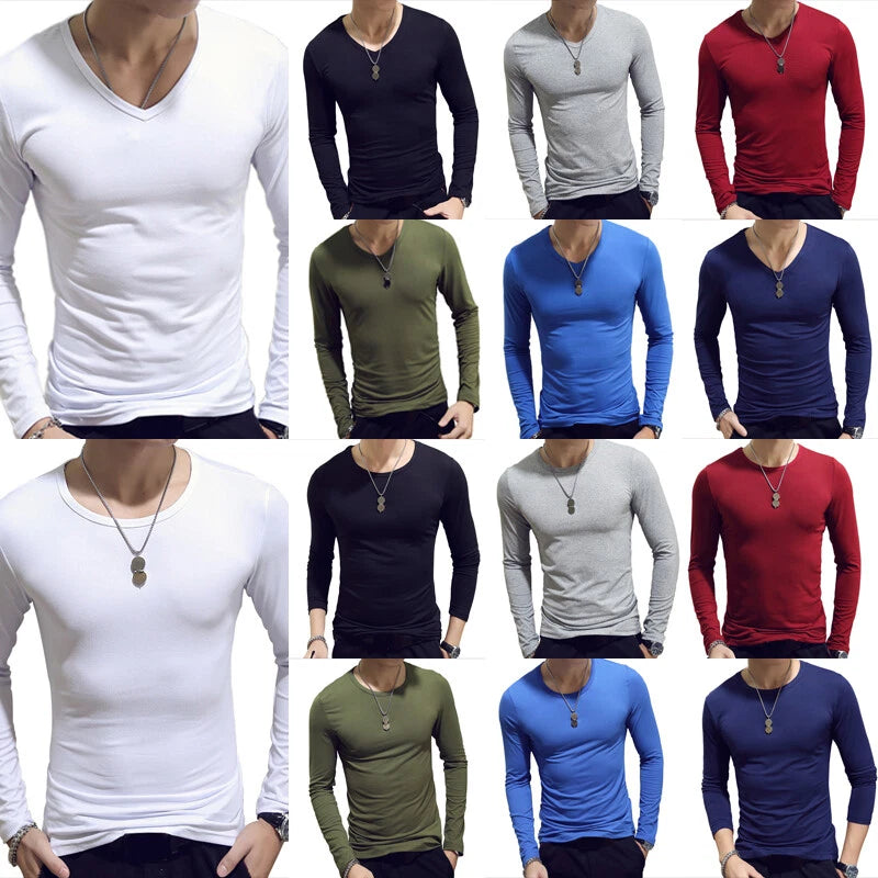 Mens Sexy Slim Fit Long Sleeve Sports Muscle Tee T-shirt Casual Tops Blouse