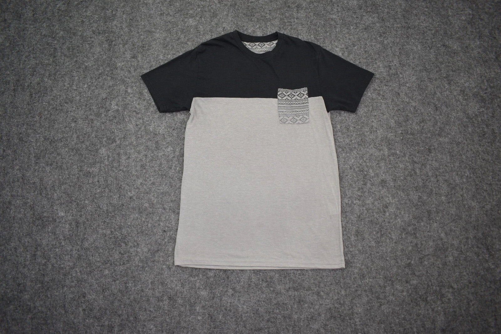 Pocket Shirt Adult Medium Gray Black Colorblock Short Sleeve Casual Mens