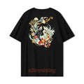 Men's Vintage Koi Fish Embroidered T-Shirt Loose Fit Hip Hop Cotton Tee