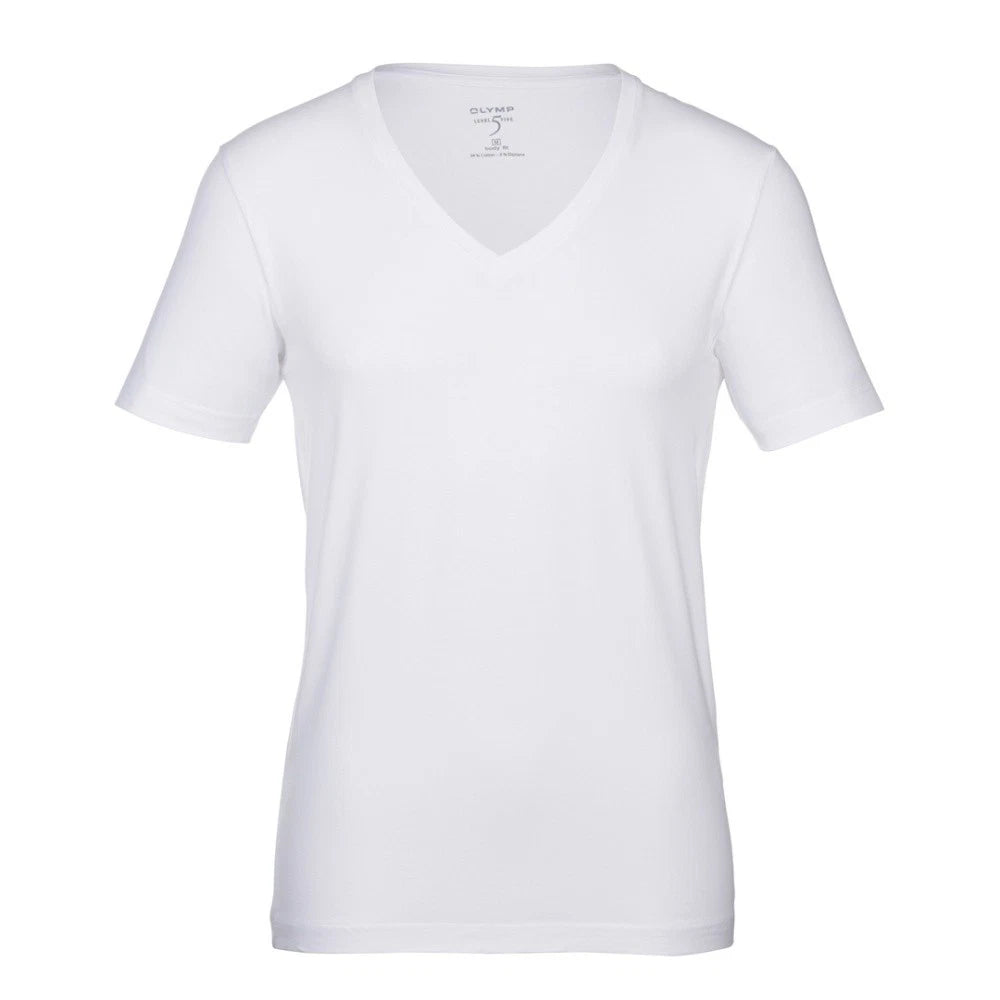 Olympus Body Fit Level Five 5 Basic T-Shirt White V-Neck 0801 12 00