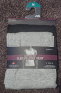 Primark Mens 2 Pk Cotton Rib Sleeveless Vest Tank Top Training Gym Wear Slim Fit