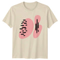 Abstract Pink Grey Shapes Black T-Shirt Modern Abstract Art Birthday