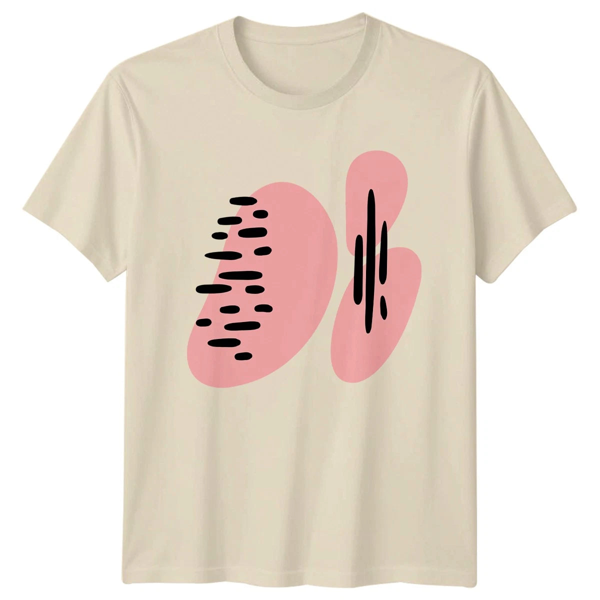 Abstract Pink Grey Shapes Black T-Shirt Modern Abstract Art Birthday