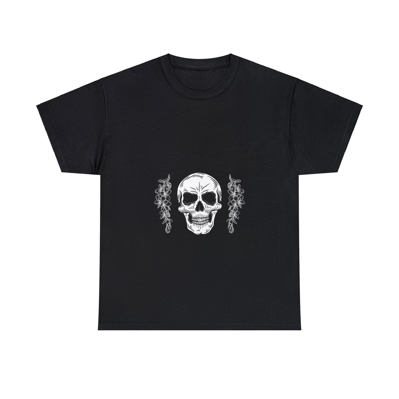 Black and White Modern Illustrative Skull Streetwear T-Shirt unisex