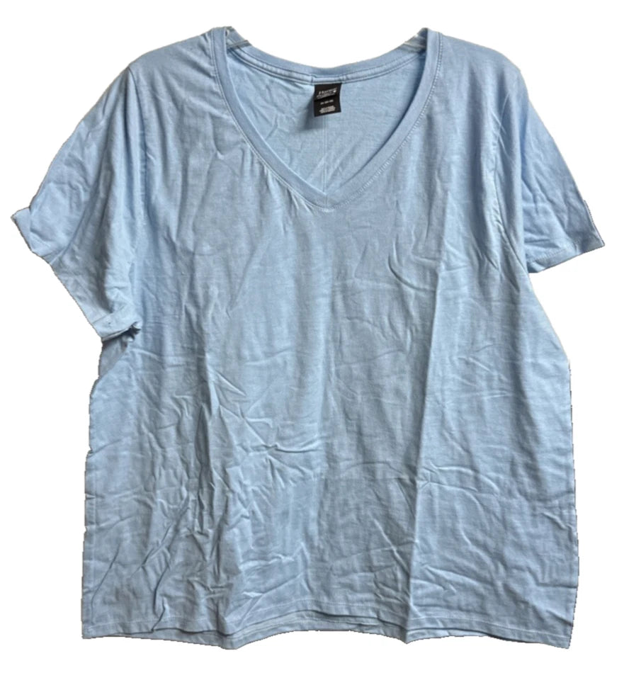 Hanes Men's Perfect TEE V-neck T-Shirt size 2X(20/22) Blue